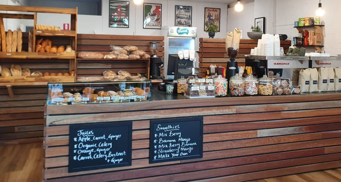 Coffee Ministry café counter with coffee and baked goods