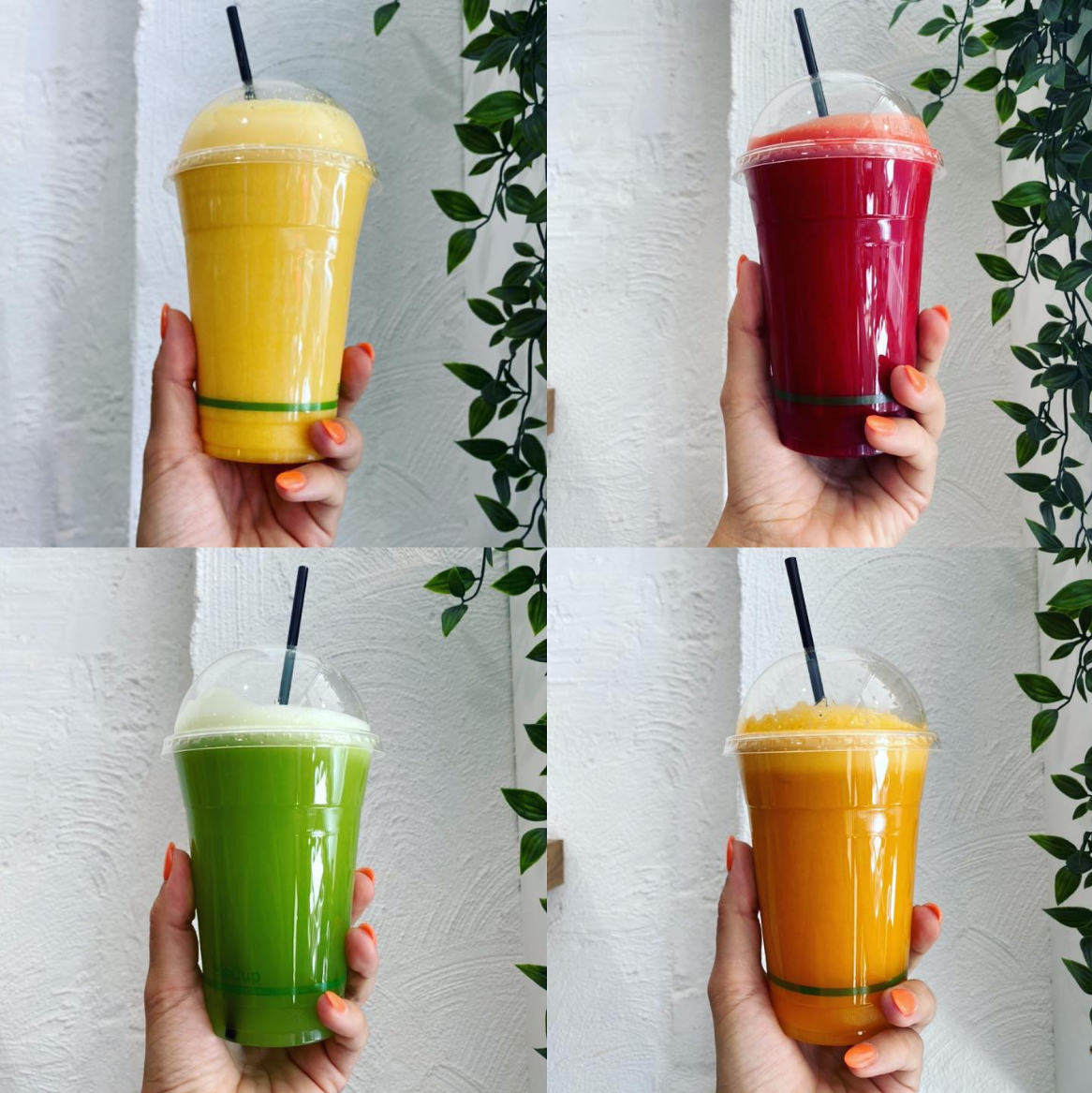 A colourful selection of freshly made juices