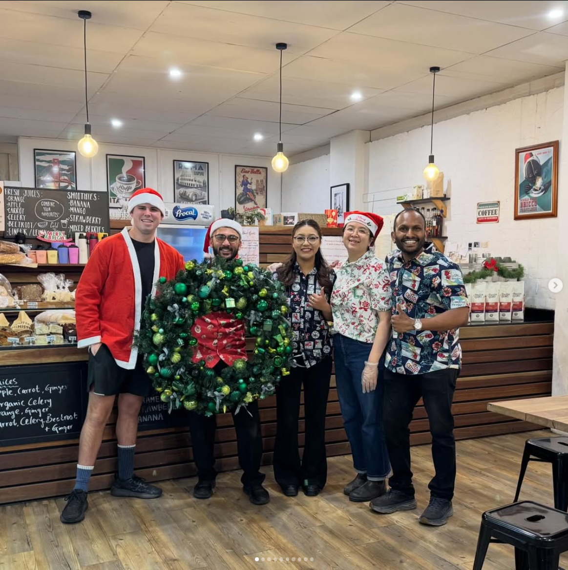 Coffee Ministry team celebrating Christmas in the café